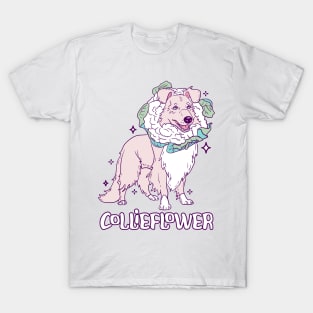 Collieflower pun Adorable Collie Cauliflower Illustration T-Shirt